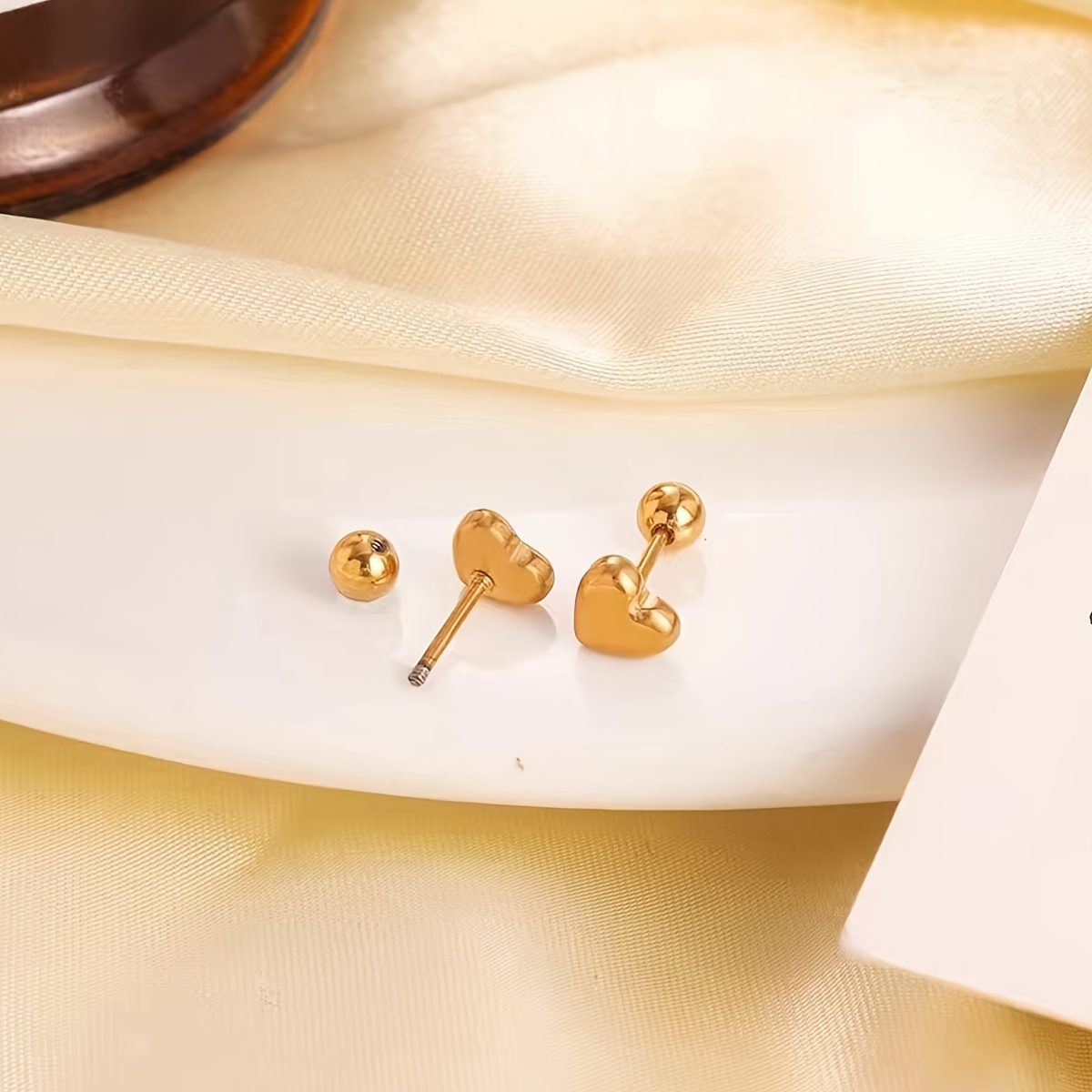 Stylish Heart-Shaped Twisted Round Ball Earrings — Stainless Steel